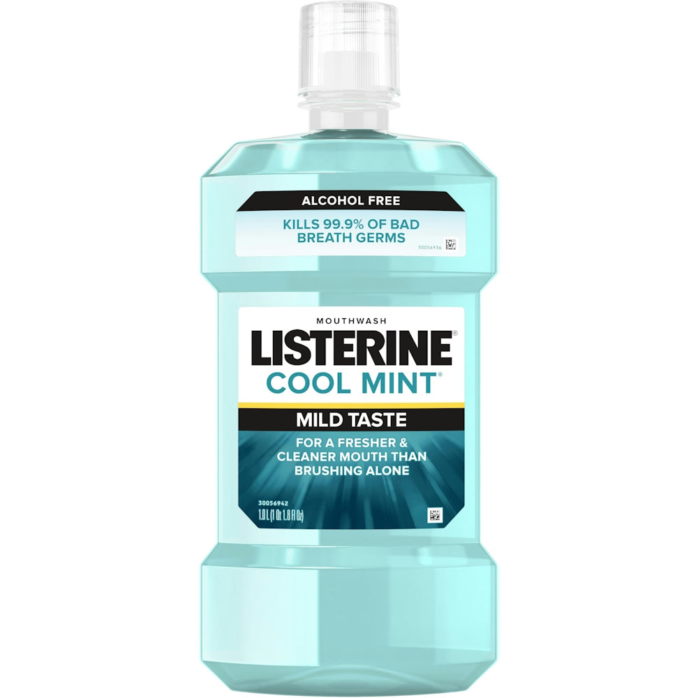 Listerine Zero Alcohol Antiseptic Mouthwash For Bad Breath And Plaque – Cool Mint – 33.8 Fl Oz
