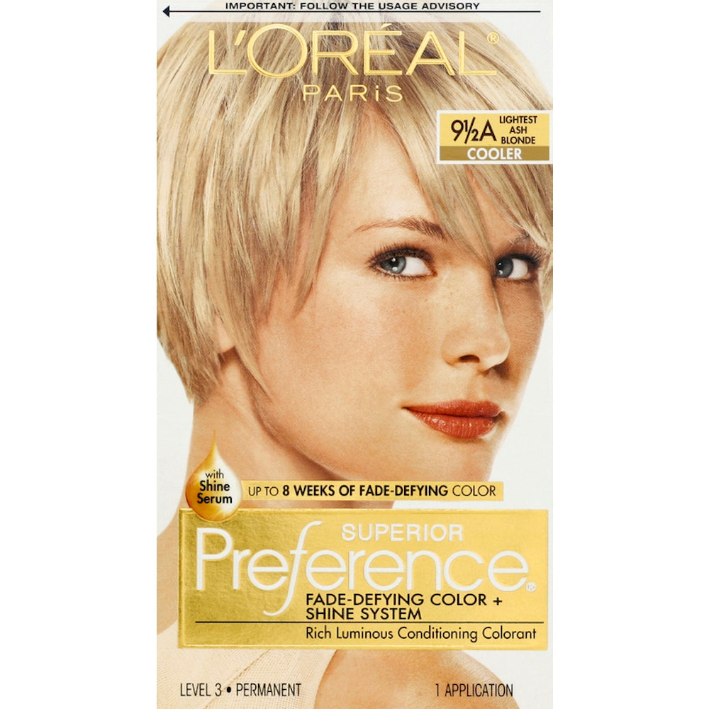 Superior Preference L'Oreal Paris Fade-Defying Shine Permanent Hair Color, 9.5A Lightest Ash Blonde, 1 Kit