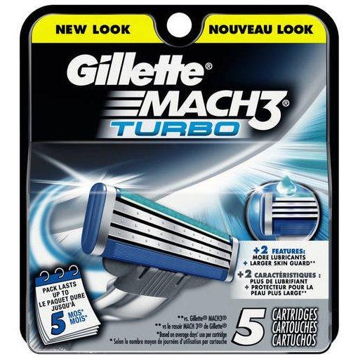 Gillette Mach3 Turbo Razor Cartridges 5 Ct Carded Pack
