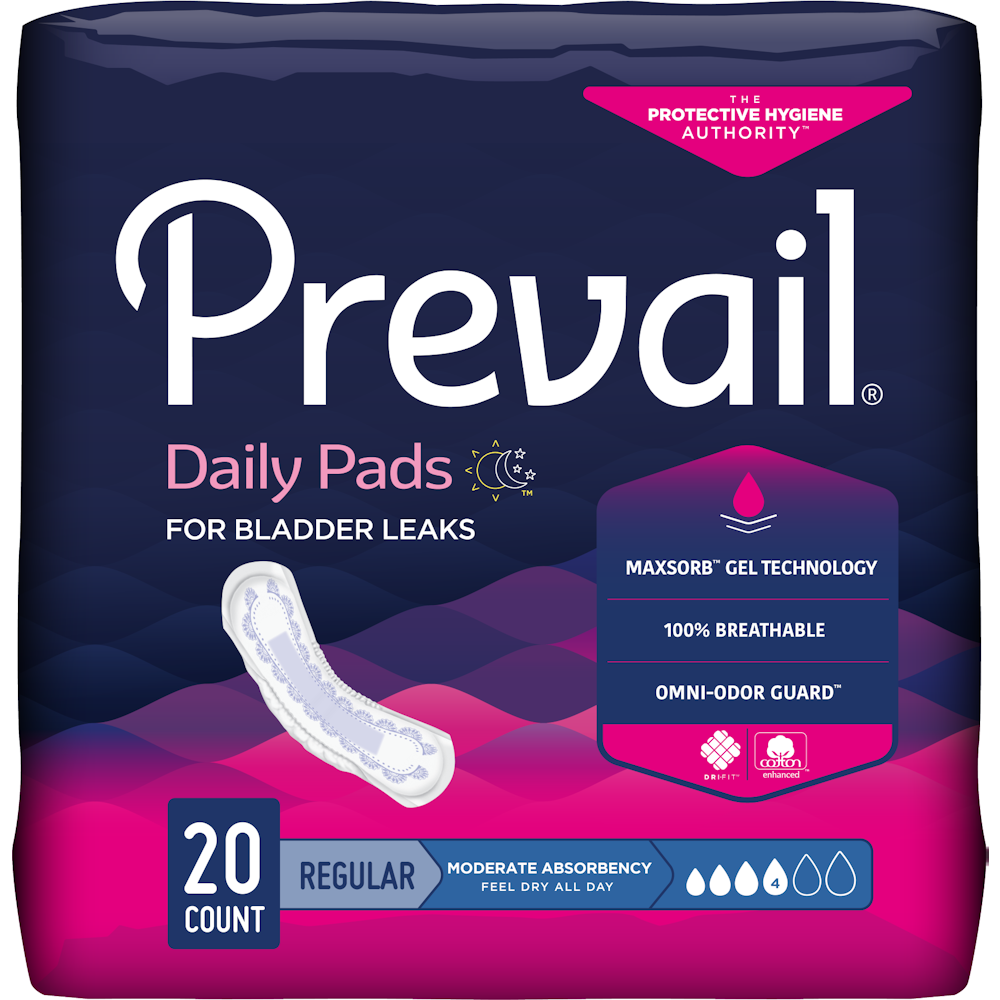 Prevail Bladder Control Pads, Moderate Absorbency, Regular