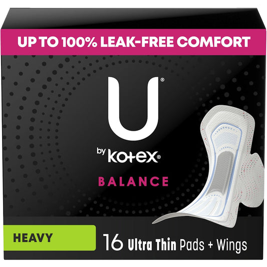U by Kotex Pads + Wings, Ultra Thin, Heavy