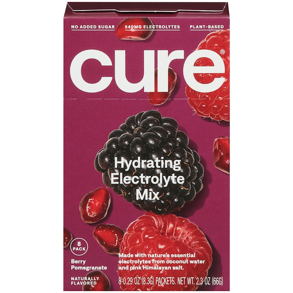 Cure Hydration Electrolyte Vegan Drink Mix Powder - Berry Pomegranate - 2.3oz/8pk