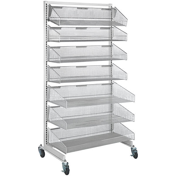 Quantum Storage Systems 26" X 48" X 74" Chrome Partition Wall System With 11" And 17" Hanging Basket WS70-SS48-4S3L
