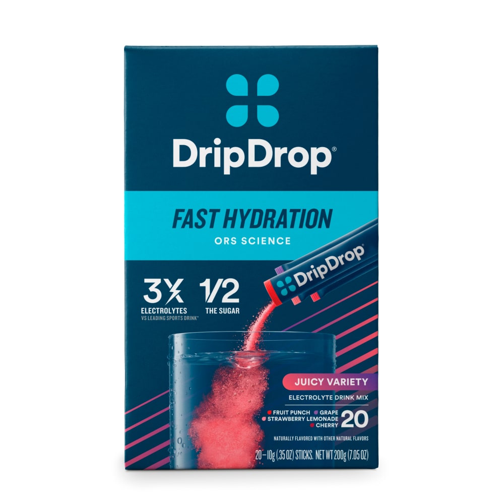 Drip Drop Dehydration Relief Fast Juicy Electrolyte Drink Mix Variety Carton
