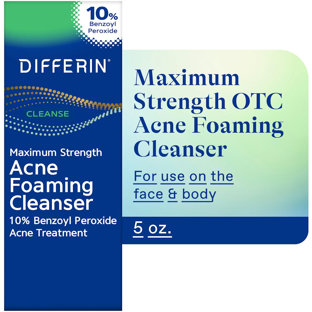 Differin Acne Foaming Cleanser, Maximum Strength, Cleanse 5 Fl Oz