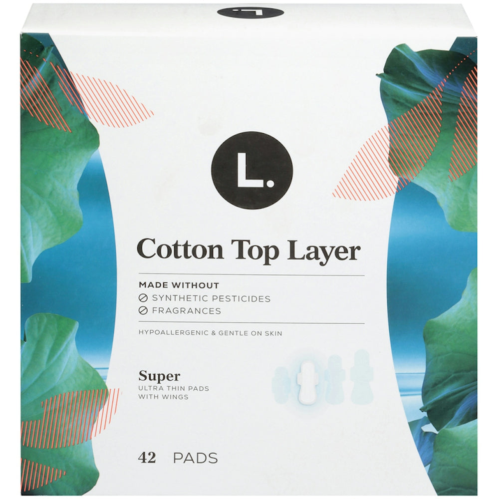 L. Pads, With Wings, Ultra Thin, Super, Cotton Top Layer