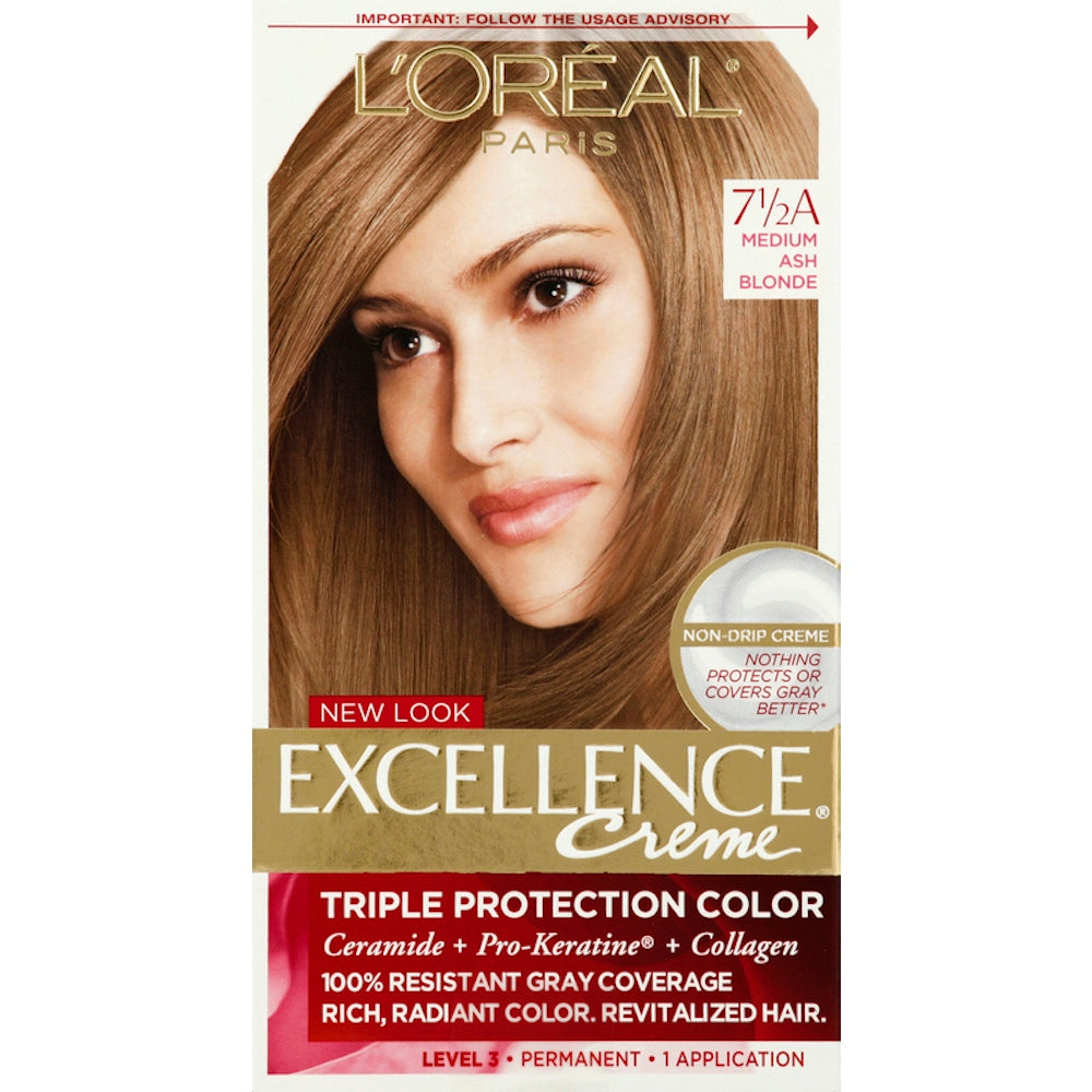 Excellence L'Oreal Paris Creme Permanent Triple Protection Hair Color 7.5A Medium Ash Blonde