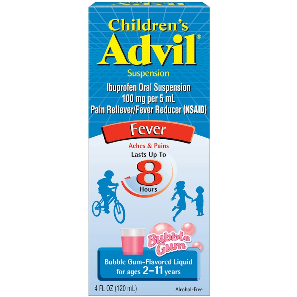Advil Children's Liquid Suspension Pain Reliever/Fever Reducer, 100 Mg Ibuprofen - Bubble Gum Flavor - 4fl Oz
