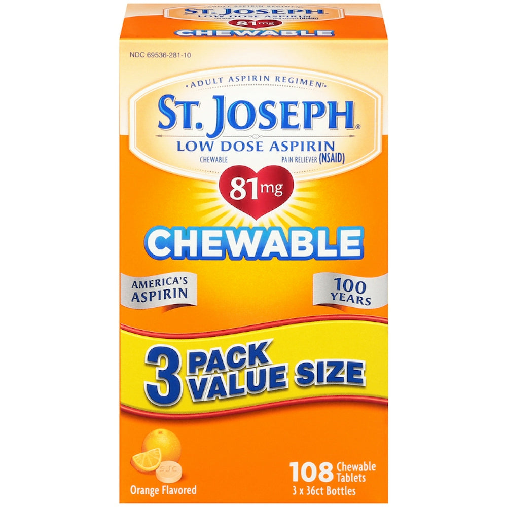 St. Joseph Aspirin, Low Dose, Chewable, Orange Flavor, Value Size, Chewable Tablets