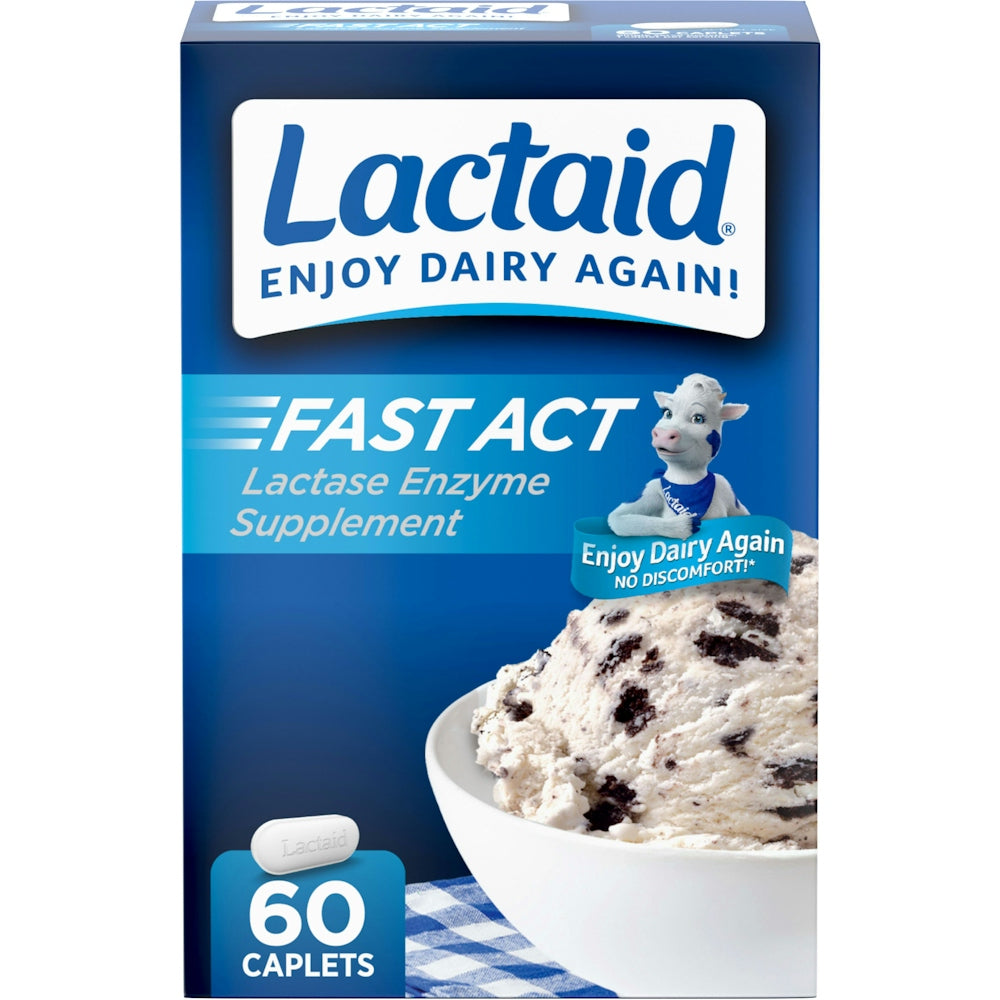 Lactaid Fast Act Lactose Intolerance Relief Caplets With Lactase Enzyme, 60 Travel Packs Of 1-ct