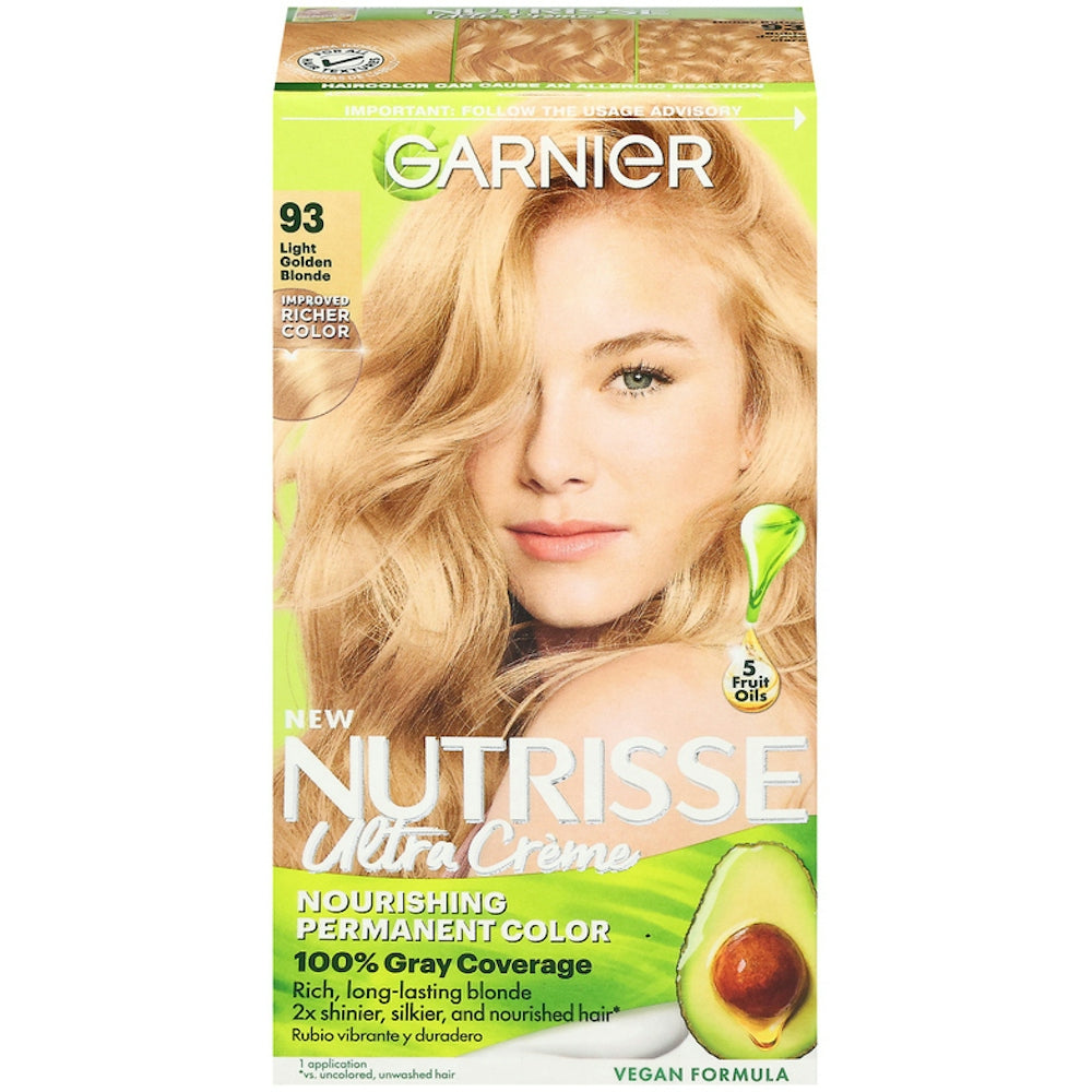Nutrisse Garnier Nourishing Hair Color Creme, Permanent, Light Golden Blonde 93
