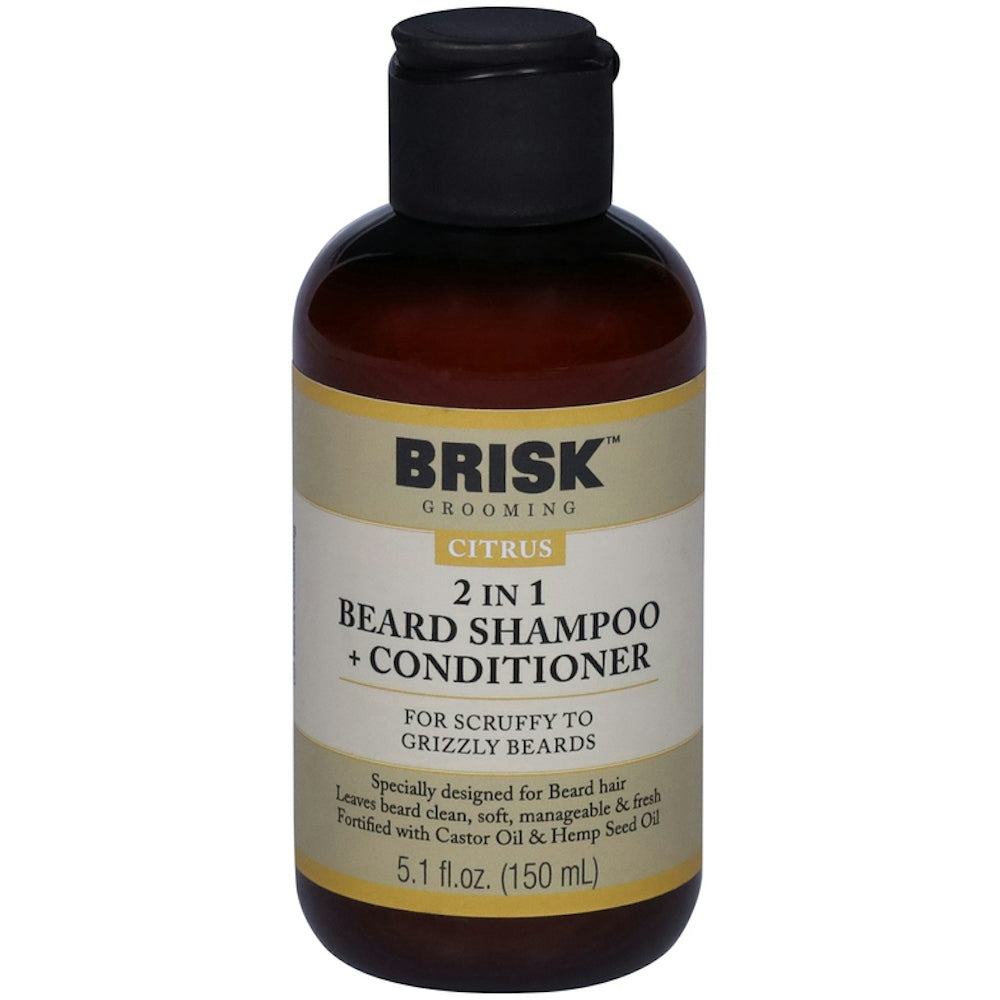 Brisk Grooming Beard Shampoo + Conditioner, Citrus, 2 In 1 5.1 Fl Oz