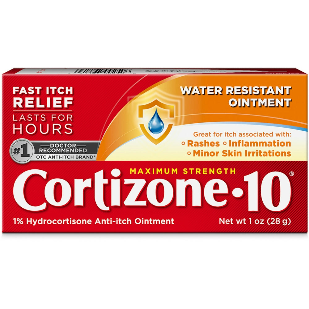 Cortizone 10 Maximum Strength Water Resistant Anti-Itch Ointment, 1% Hydrocortisone, 2 Oz