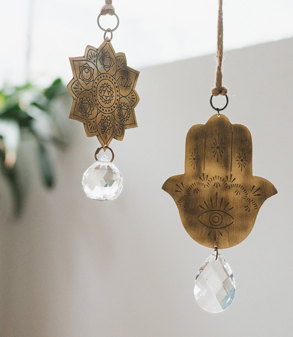 Surya Hamsa Engraved Brass Suncatcher - Osadia Concept Store