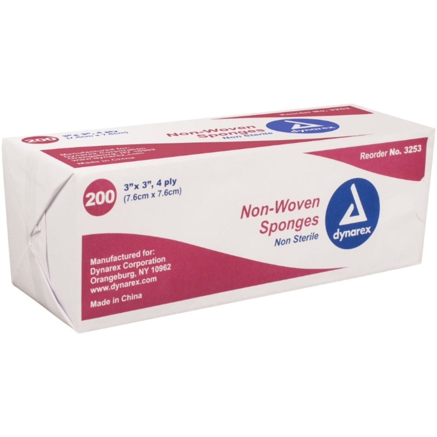 Dynarex Gauze Non- Woven Sponges Non-Sterile, 3 In X 3 In, 4 Ply