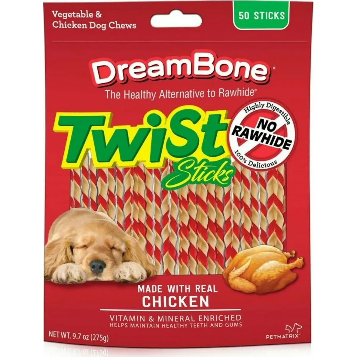 DreamBone Twist Sticks Rawhide Free Dog Chews, Made With Real Chicken