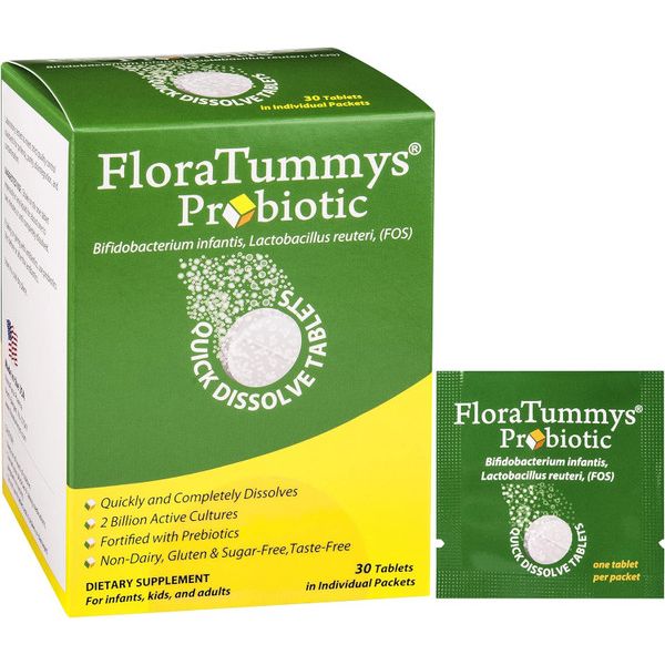 FloraTummys Probiotic Quick Dissolve Tablets For Adults, Kids, Infants