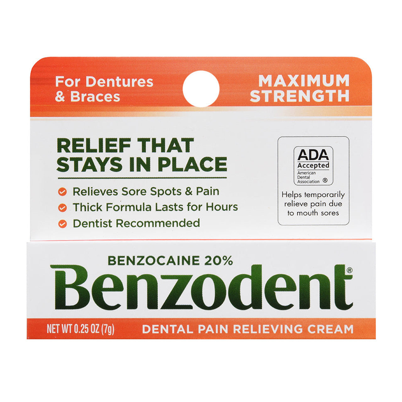 Benzodent Denture Pain Relieving Cream
