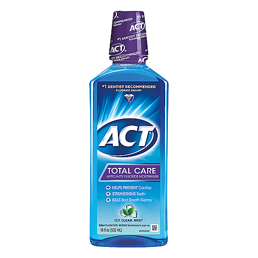 ACT Total Care Anticavity Fluoride Mouthwash Icy Clean Mint 18 Oz