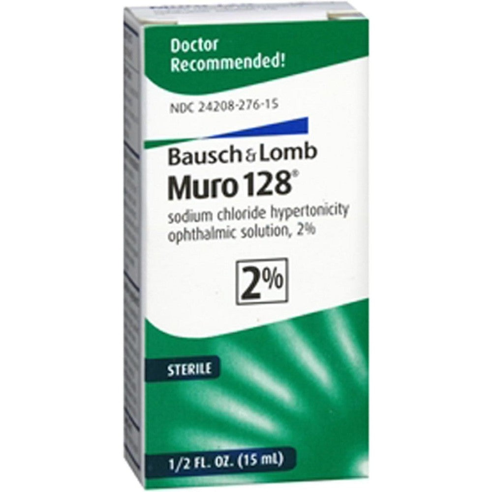 Bausch & Lomb Muro 128 2% Sterile Ophthalmic Eye Solution 0.5 Oz (15 Ml)