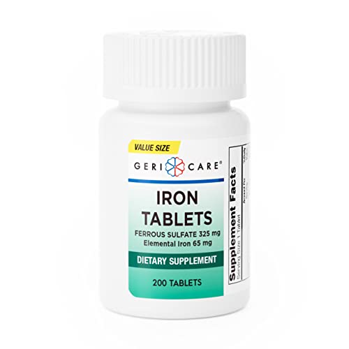 GeriCare Ferrous Sulfate 65mg Iron Supplement Tablets