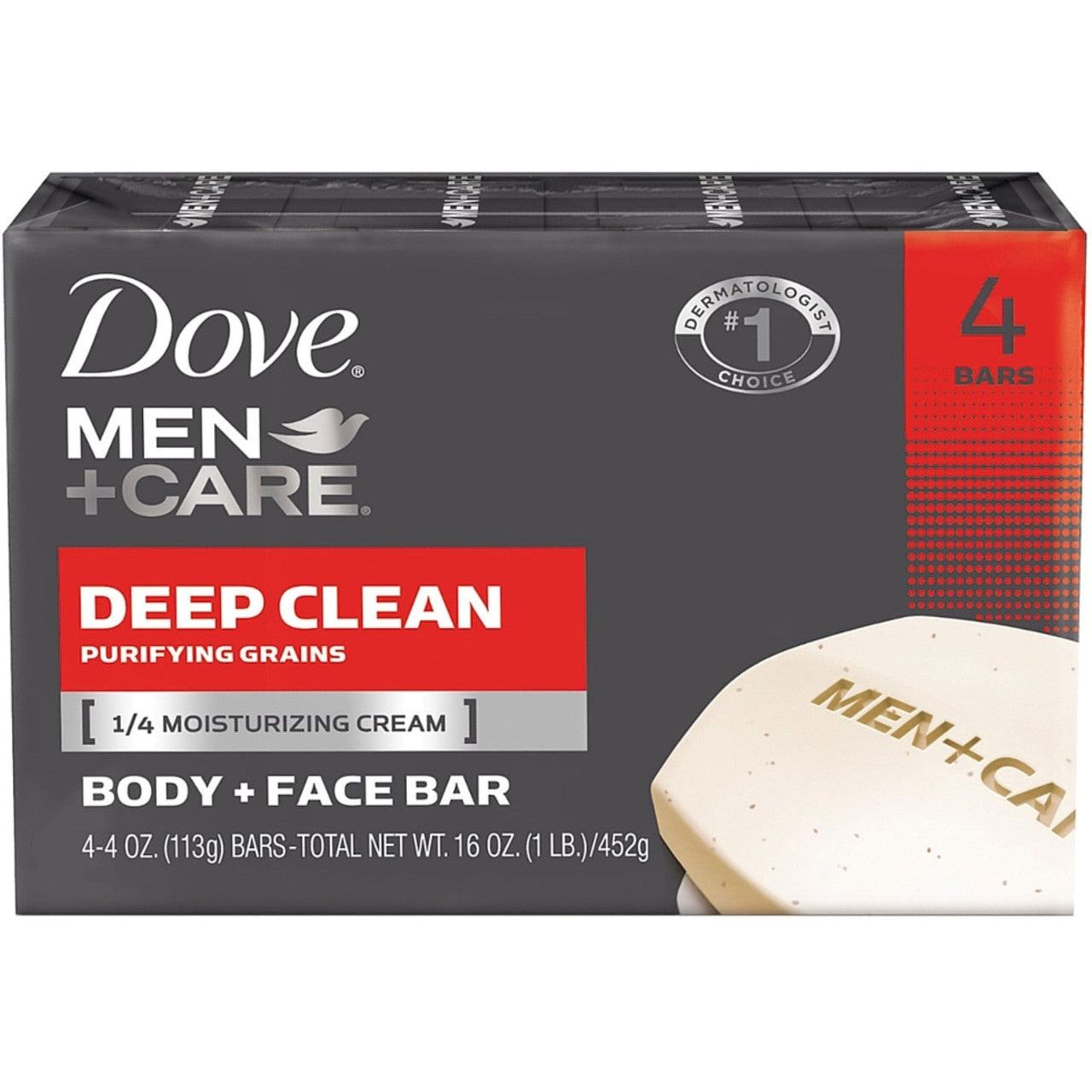Dove Men+Care Deep Clean Body & Face Bar Soap - 4pk - 3.75oz Each