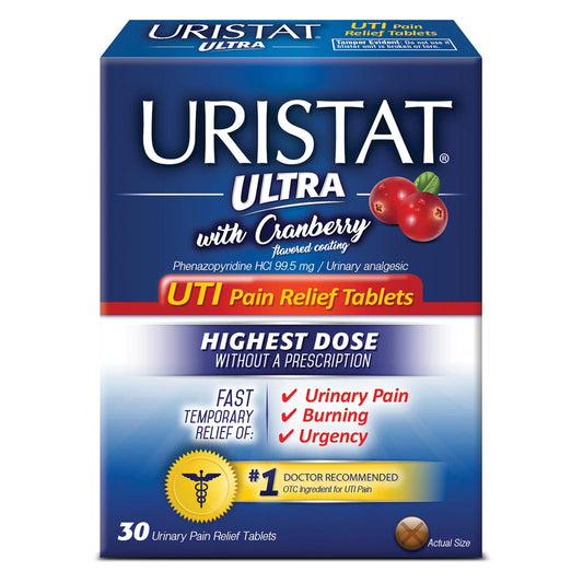 Uristat Ultra UTI Pain Relief, Cranberry Flavored Coating, 30 Tablets