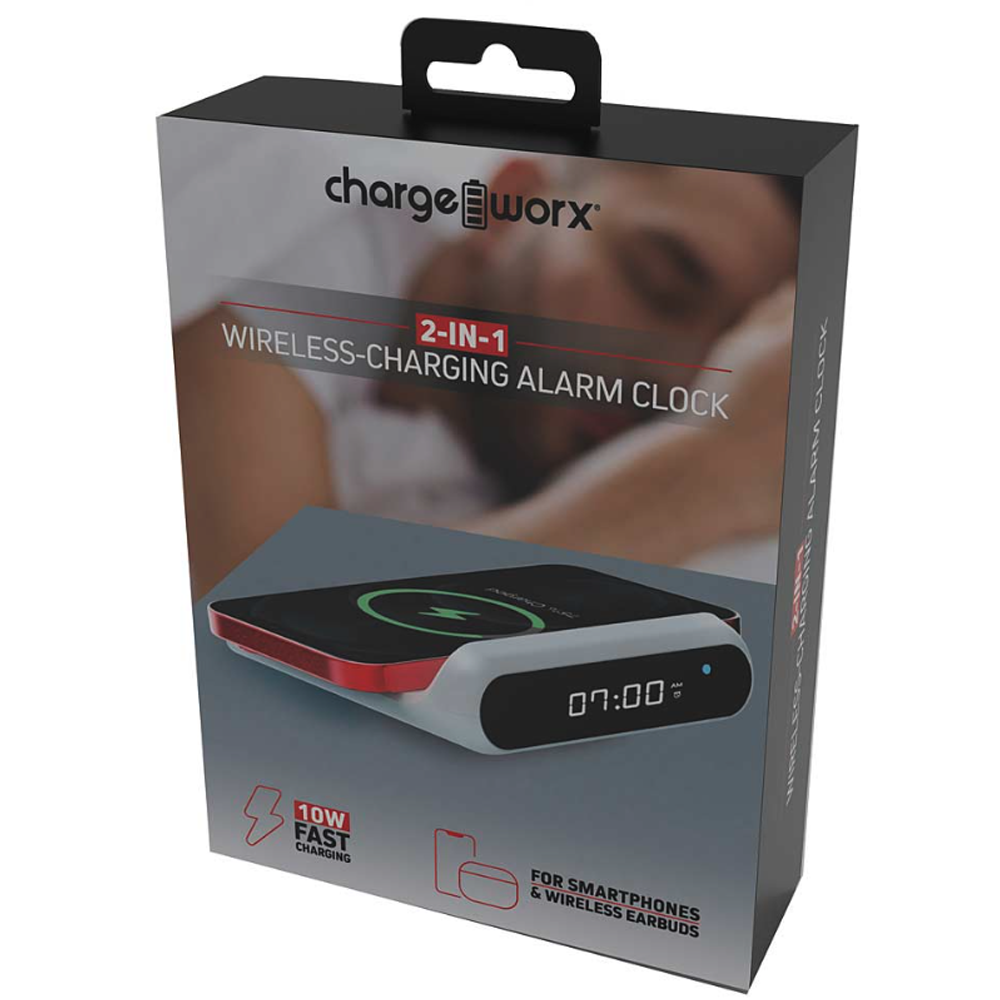 Chargeworx 2-in-1 Wireless Charge Alarm Clock