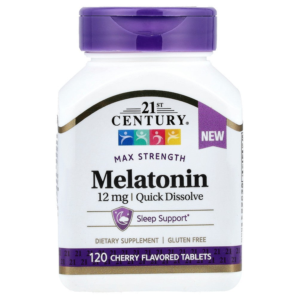 21st Century Melatonin, Max Strength, Cherry, 12 Mg, 120 Tablets