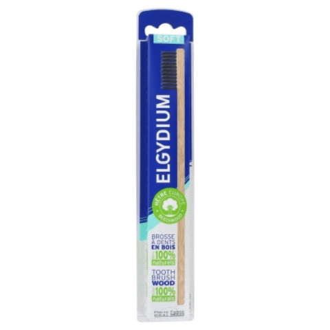 Elgydium Wood Toothbrush 100% Natural Bristles: Black