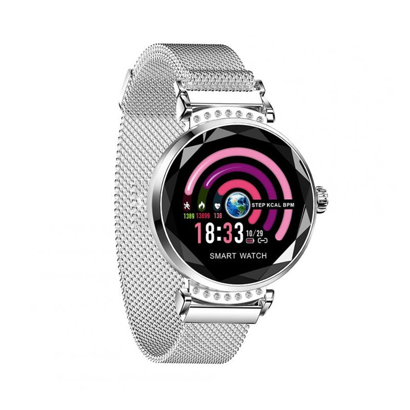 Smart Watch Bracelet Heart Rate Detection IP67 Waterproof Magnetic Strap Sports Bracelet Silver