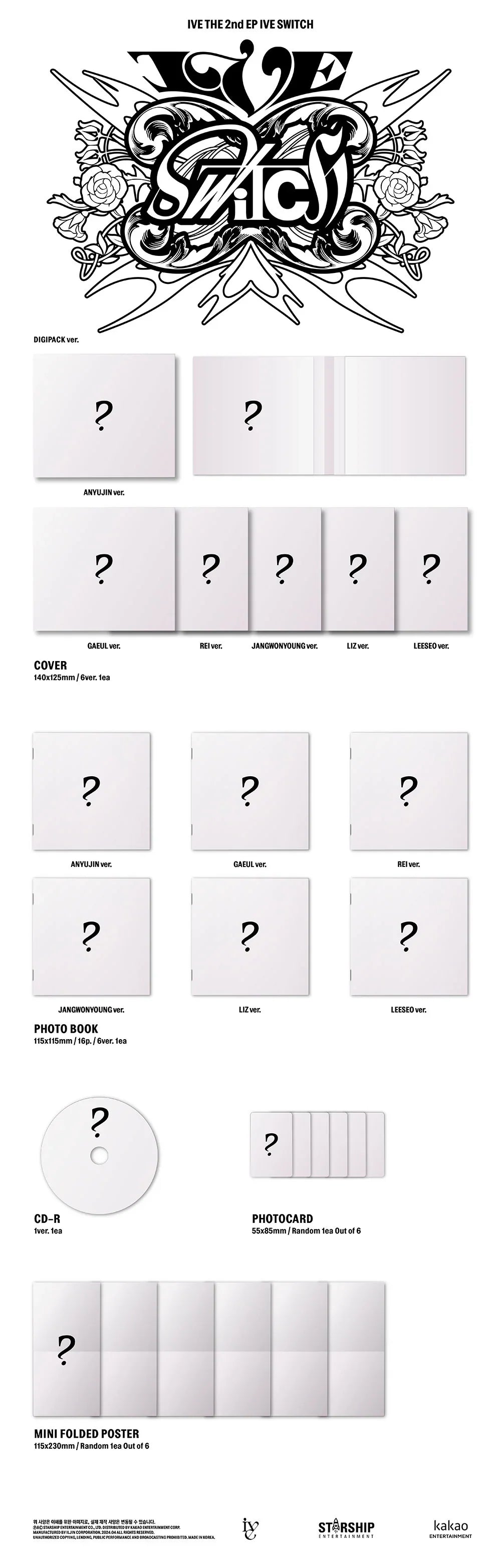 IVE 2nd Ep Album - IVE Switch Digipack Ver. Limited Edition (6 Version Set)