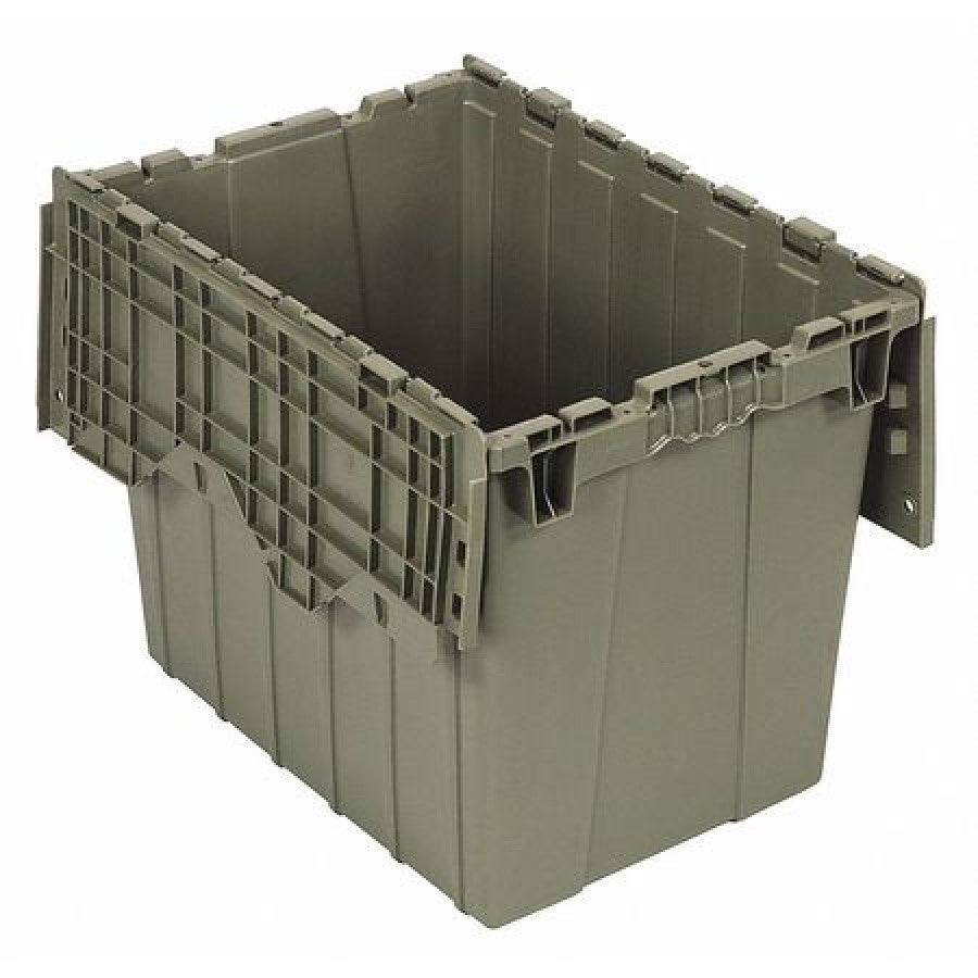 Quantum Storage Systems Gray Attached Lid Container, Plastic