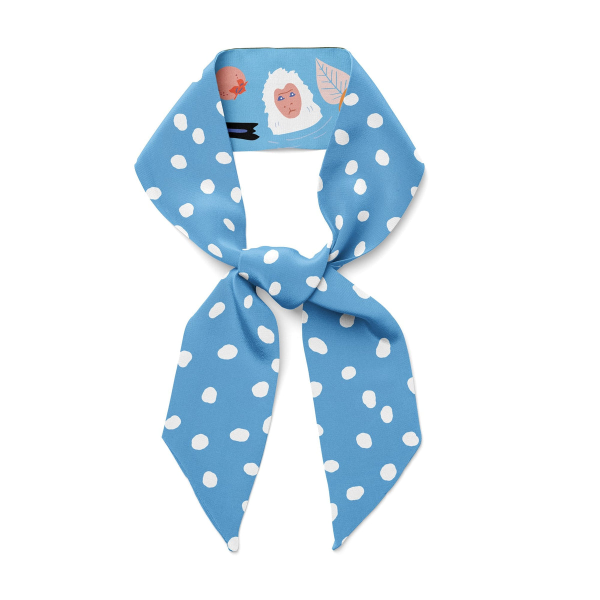 Snow Monkey and Persimmons Twilly Ribbon Scarf