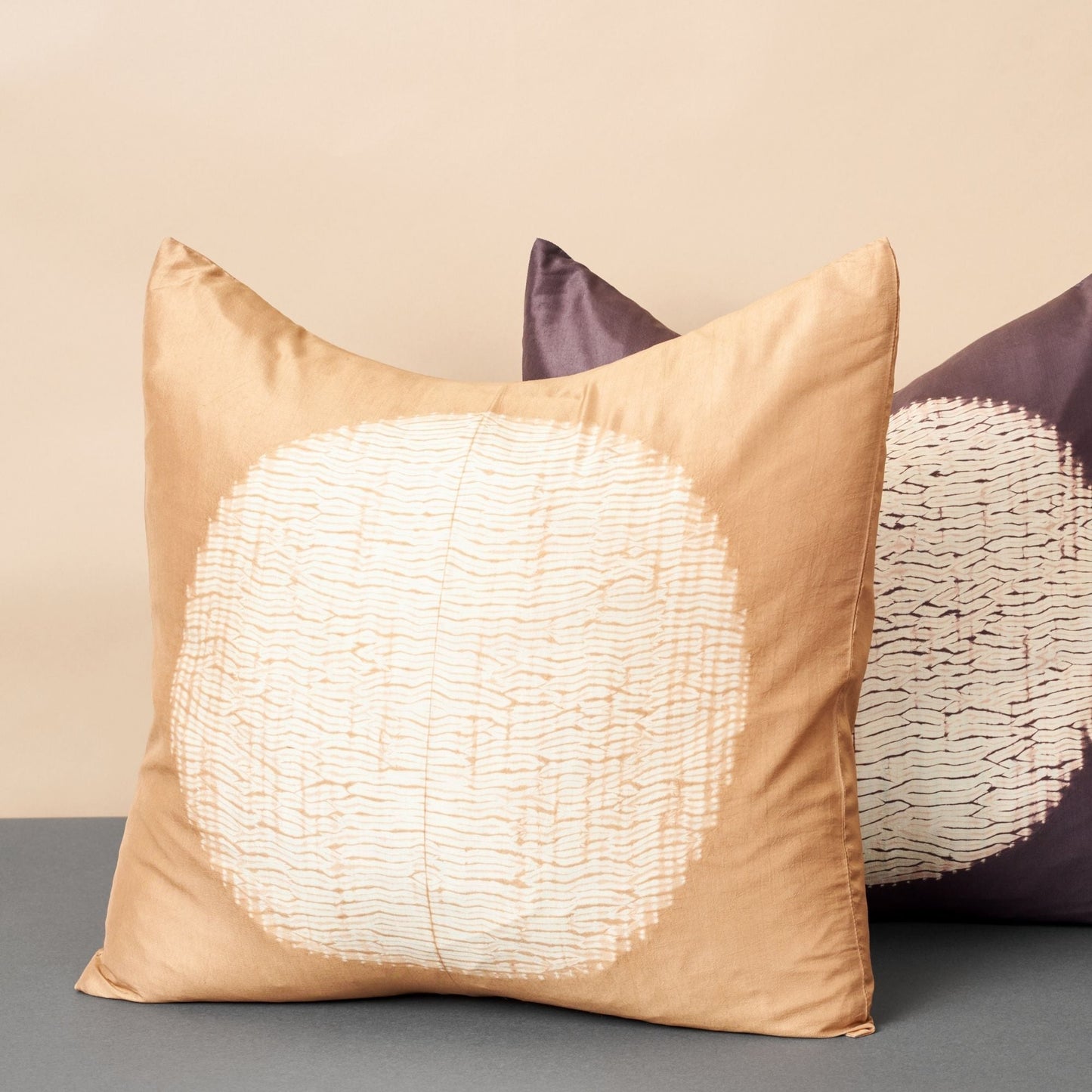 Shunya Gold Handcrafted Shibori Print Mulberry Silk Pillow