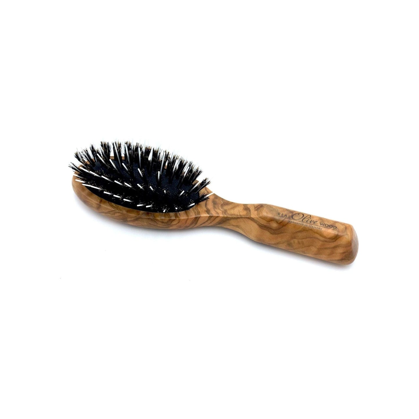 Dural Hair Brush Fos Styling & Care Rubber Cushion With Boar Bristles & White Nylon Pin Olive Wood