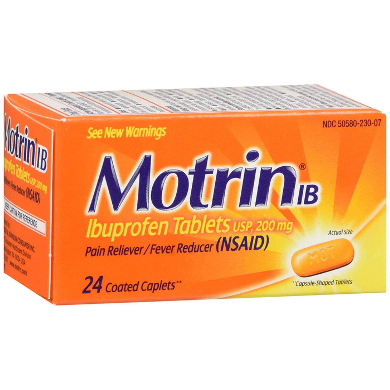 Motrin IB, Ibuprofen 200mg Tablets For Pain & Fever Relief