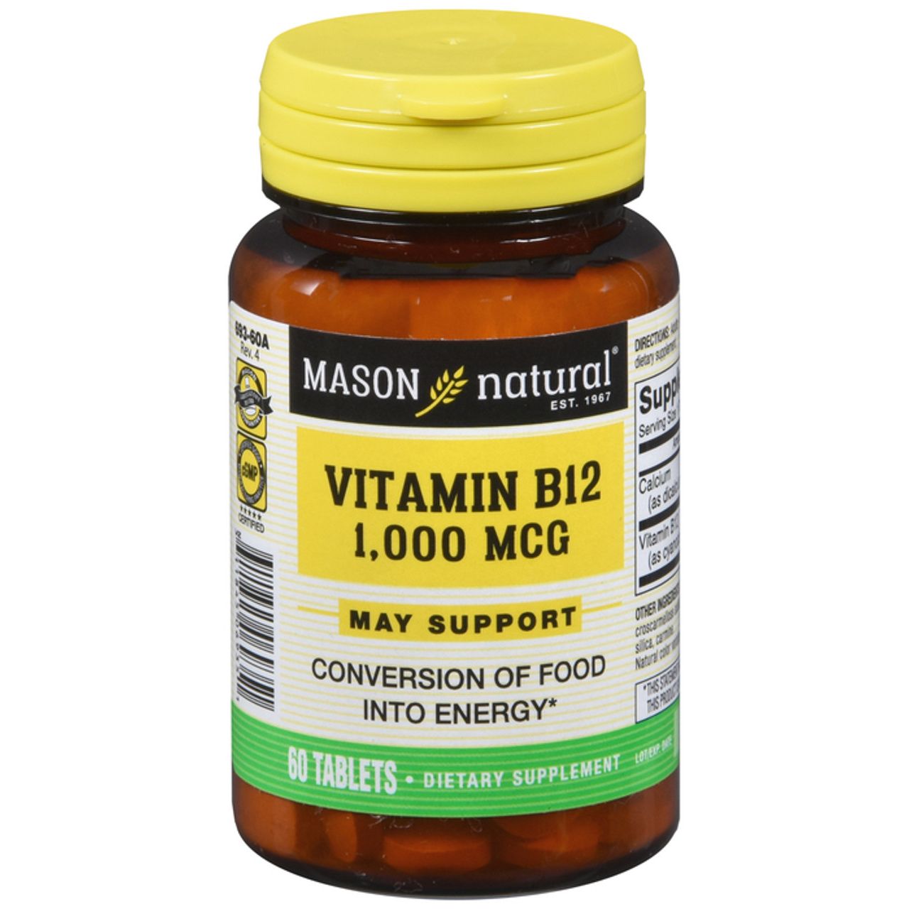 Mason Natural Vitamin B12 1000 Mcg, 60 Tablets