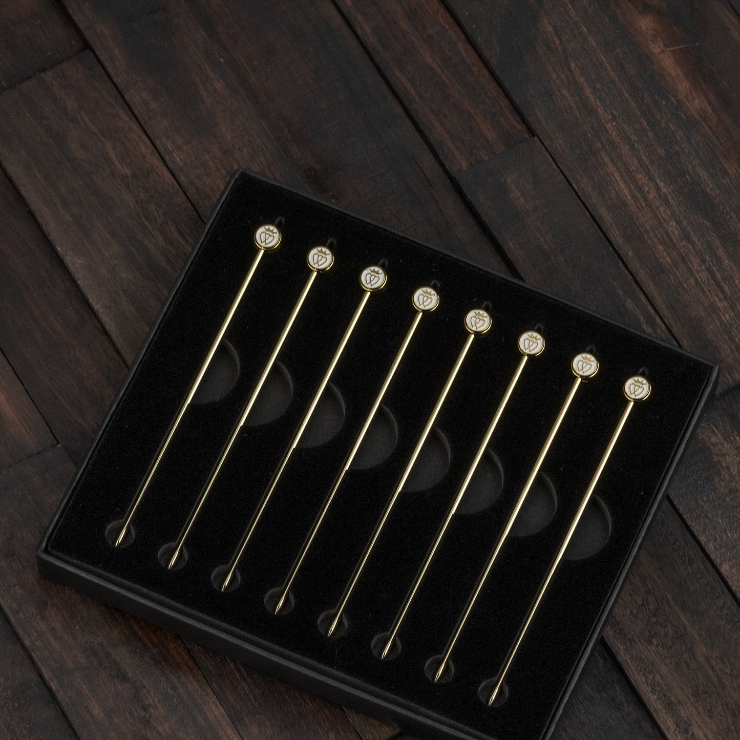 Prince of Scots Luckenbooth Logo 8-Pack XL-Cocktail Picks (Gold in Gift Box)