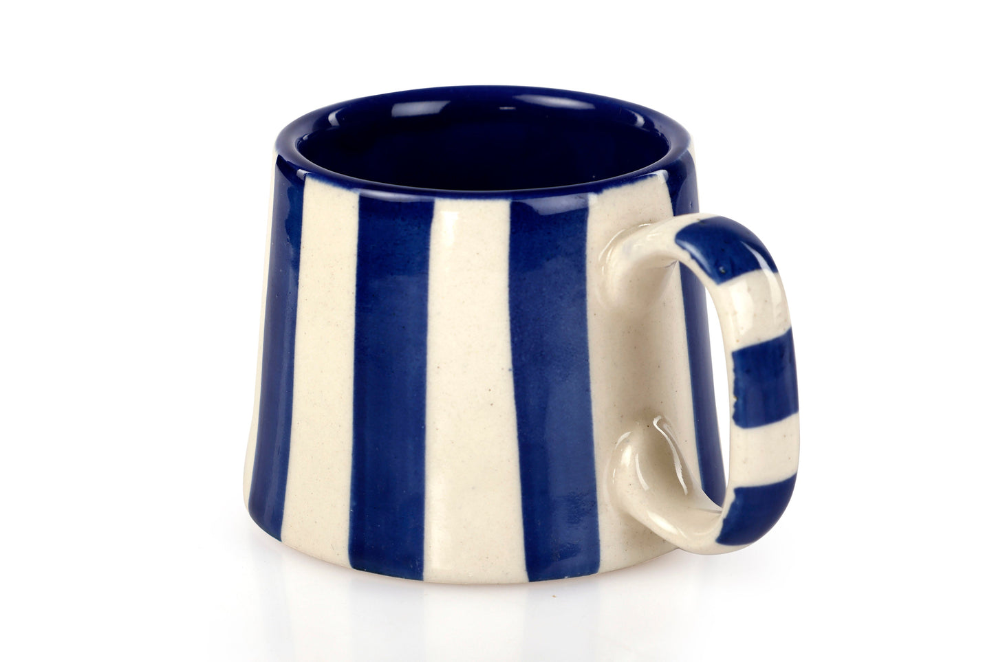 Ceramic Dark Blue Stripe Coffee cup - 3.5 x 2.5 Inches ( Set of 4 )