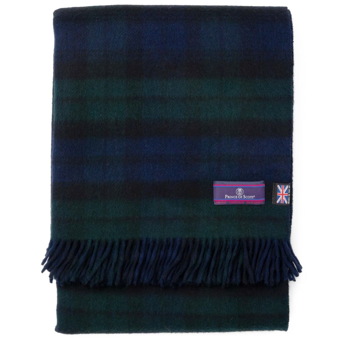 Prince of Scots Double Merino Wool Reversible Throw – Black Watch Tartan – 70×55