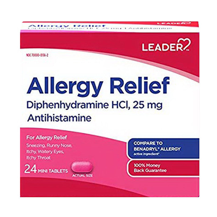 Leader Health Care Allergy Relief, 25 Mg, Mini Tablets