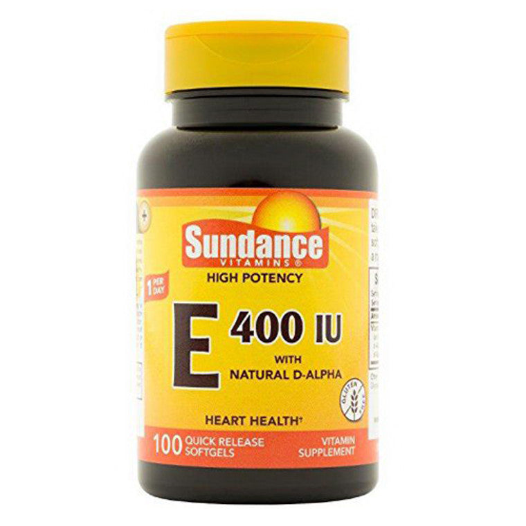 Sundance Vitamins High Potency E Softgels, 400 IU, 100 Tabs