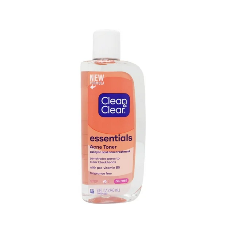 Clean & Clear Essentials Oil-Free Deep Cleaning Face Astringent With 2% Salicylic Acid Acne Medication For All Skin Types To Treat Help Prevent Pimples, 8 Fl Oz