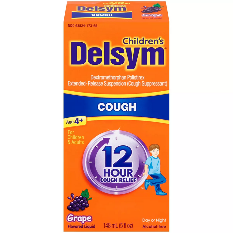 Delsym Children'S Cough Suppressant Liquid, Grape Flavor, 5 Ounce