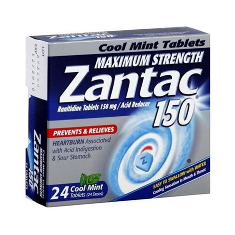 Zantac 150 Acid Reducer, Sugar Free, Maximum Strength, Tablets, Cool Mint