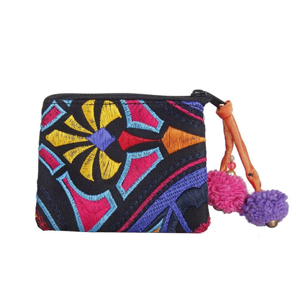 Geometric Boho Coin Purse with Lobster Clasp - Thailand