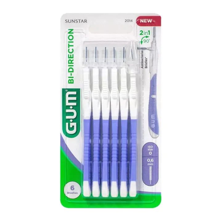 GUM Bi-Direction Interdental Brush Size 2 - 0.9mm x6