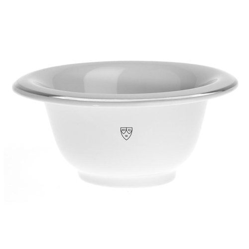 English Shaving Company Porcelain Bowl With Chrome Rim – White