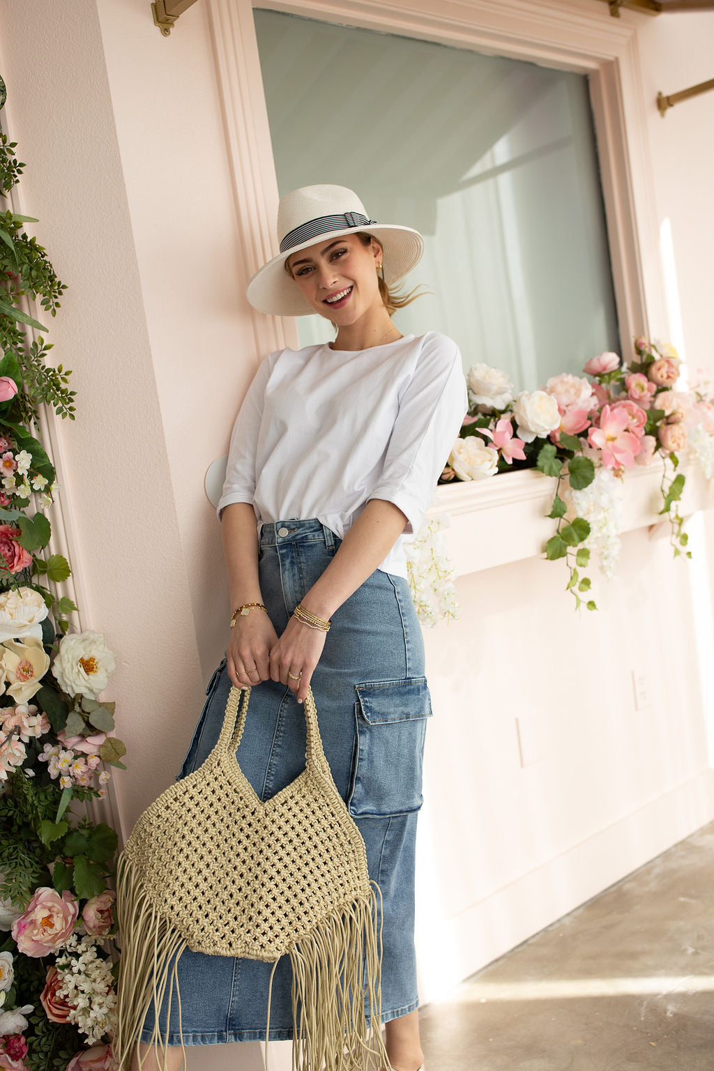 Cargo Denim Skirt- Blue